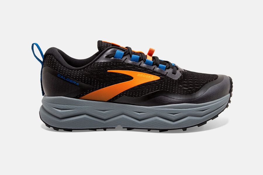 Mens Brooks Caldera 5 Trail Shoes Black/Orange/Blue | Shoes 6582-PHQZW